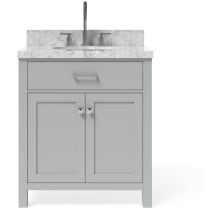 Bristol 31" Free Standing Single Oval Basin Vanity Set with Cabinet and 1-1/2" Thick Carrara Marble Vanity Top