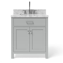 Bristol 31" Free Standing Single Rectangular Basin Vanity Set with Cabinet and 1-1/2" Thick Carrara Marble Vanity Top