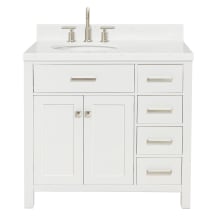 Bristol 36" Free Standing Single Basin Vanity Set with Cabinet, Quartz Vanity Top, and Oval Sink
