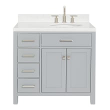 Bristol 36" Free Standing Single Basin Vanity Set with Cabinet, Quartz Vanity Top, and Oval Sink