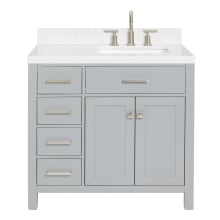 Bristol 36" Free Standing Single Basin Vanity Set with Cabinet, Quartz Vanity Top, and Rectangular Sink