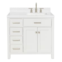 Bristol 36" Free Standing Single Basin Vanity Set with Cabinet, Quartz Vanity Top, and Rectangular Sink