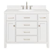 Bristol 42" Free Standing Single Basin Vanity Set with Cabinet, Quartz Vanity Top, and Oval Sink