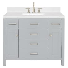 Bristol 42" Free Standing Single Basin Vanity Set with Cabinet, Quartz Vanity Top, and Rectangular Sink