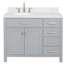 Bristol 42" Free Standing Single Basin Vanity Set with Cabinet, Quartz Vanity Top, and Oval Sink