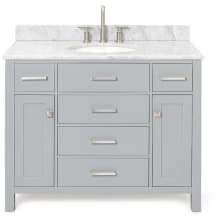 Bristol 43" Free Standing Single Oval Basin Vanity Set with Cabinet and 3/4" Thick Carrara Marble Vanity Top