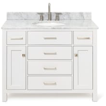 Bristol 43" Free Standing Single Oval Basin Vanity Set with Cabinet and 3/4" Thick Carrara Marble Vanity Top