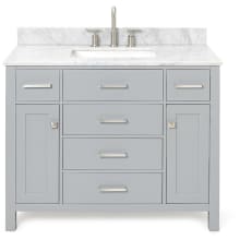 Bristol 43" Free Standing Single Rectangular Basin Vanity Set with Cabinet and 3/4" Thick Carrara Marble Vanity Top