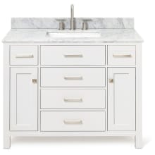 Bristol 43" Free Standing Single Rectangular Basin Vanity Set with Cabinet and 3/4" Thick Carrara Marble Vanity Top