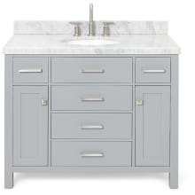 Bristol 43" Free Standing Single Oval Basin Vanity Set with Cabinet and 1-1/2" Thick Carrara Marble Vanity Top