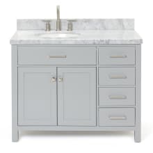 Bristol 43" Free Standing Single Oval Basin Vanity Set with Left Offset Cabinet and 1-1/2" Thick Carrara Marble Vanity Top