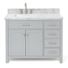 Bristol 43" Free Standing Single Rectangular Basin Vanity Set with Left Offset Cabinet and 1-1/2" Thick Carrara Marble Vanity Top