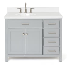 Bristol 43" Free Standing Single Basin Vanity Set with Left Offset Cabinet and 1-1/2" Thick Quartz Vanity Top