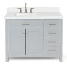 Bristol 43" Free Standing Single Rectangular Basin Vanity Set with Left Offset Cabinet and 1-1/2" Thick Quartz Vanity Top