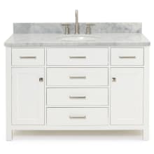 Bristol 49" Free Standing Single Oval Basin Vanity Set with Cabinet and 3/4" Thick Carrara Marble Vanity Top