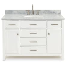 Bristol 49" Free Standing Single Rectangular Basin Vanity Set with Cabinet and 3/4" Thick Carrara Marble Vanity Top