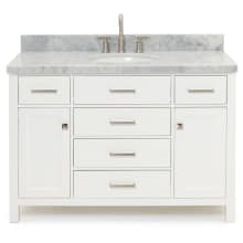 Bristol 49" Free Standing Single Oval Basin Vanity Set with Cabinet and 1-1/2" Thick Carrara Marble Vanity Top