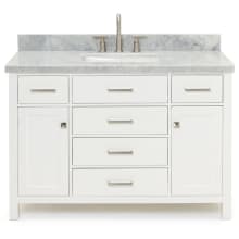 Bristol 49" Free Standing Single Rectangular Basin Vanity Set with Cabinet and 1-1/2" Thick Carrara Marble Vanity Top