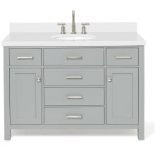 Bristol 49" Free Standing Single Oval Basin Vanity Set with Cabinet and 1-1/2" Thick Quartz Vanity Top
