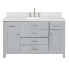 Bristol 54" Free Standing Single Basin Vanity Set with Cabinet, Quartz Vanity Top, and Oval Sink