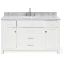 Bristol 55" Free Standing Single Oval Basin Vanity Set with Cabinet and 3/4" Thick Carrara Marble Vanity Top