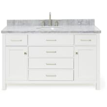 Bristol 55" Free Standing Single Oval Basin Vanity Set with Cabinet and 1-1/2" Thick Carrara Marble Vanity Top