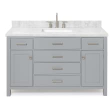Bristol 55" Free Standing Single Rectangular Basin Vanity Set with Cabinet and 1-1/2" Thick Carrara Marble Vanity Top