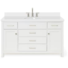 Bristol 55" Free Standing Single Oval Basin Vanity Set with Cabinet and 1-1/2" Thick Quartz Vanity Top