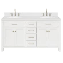 Bristol 60" Free Standing Double Basin Vanity Set with Cabinet, Quartz Vanity Top, and Oval Sink