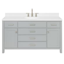 Bristol 60" Free Standing Single Basin Vanity Set with Cabinet, Quartz Vanity Top, and Oval Sink