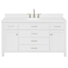 Bristol 60" Free Standing Single Basin Vanity Set with Cabinet, Quartz Vanity Top, and Oval Sink