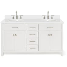 Bristol 61" Free Standing Double Oval Basin Vanity Set with Cabinet and 1-1/2" Thick Quartz Vanity Top