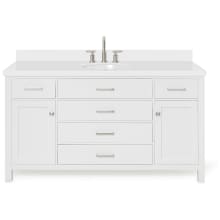 Bristol 61" Free Standing Single Oval Basin Vanity Set with Cabinet and 1-1/2" Thick Quartz Vanity Top