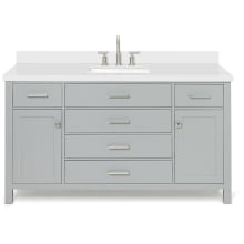 Bristol 61" Free Standing Single Rectangular Basin Vanity Set with Cabinet and 1-1/2" Thick Quartz Vanity Top