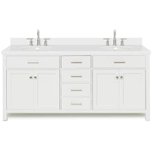 Bristol 73" Free Standing Double Oval Basin Vanity Set with Cabinet and 1-1/2" Thick Quartz Vanity Top