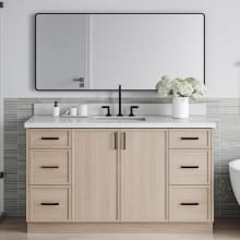 Kelly 61" Free Standing Single Basin Vanity Set with Cabinet and Quartz Vanity Top