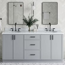 Kelly 73" Free Standing Double Basin Vanity Set with Cabinet and Quartz Vanity Top