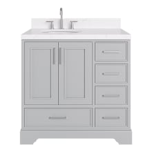 Stafford 36" Free Standing Single Basin Vanity Set with Cabinet, Quartz Vanity Top, and Oval Sink