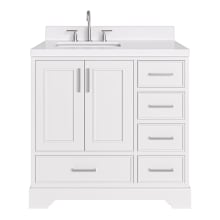 Stafford 36" Free Standing Single Basin Vanity Set with Cabinet, Quartz Vanity Top, and Rectangular Sink