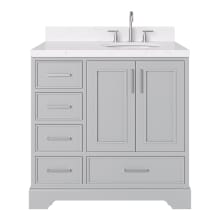 Stafford 36" Free Standing Single Basin Vanity Set with Cabinet, Quartz Vanity Top, and Oval Sink