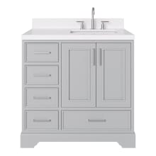 Stafford 36" Free Standing Single Basin Vanity Set with Cabinet, Quartz Vanity Top, and Rectangular Sink