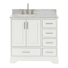 Stafford 37" Free Standing Single Basin Vanity Set with Cabinet and Marble Vanity Top