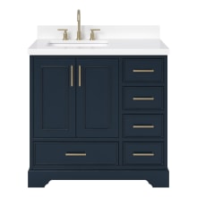 Stafford 37" Free Standing Single Basin Vanity Set with Cabinet and Quartz Vanity Top