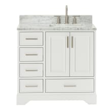 Stafford 37" Free Standing Single Basin Vanity Set with Cabinet and Marble Vanity Top