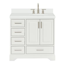Stafford 37" Free Standing Single Basin Vanity Set with Cabinet and Quartz Vanity Top
