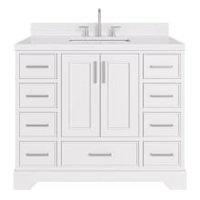 Stafford 42" Free Standing Single Basin Vanity Set with Cabinet, Quartz Vanity Top, and Rectangular Sink