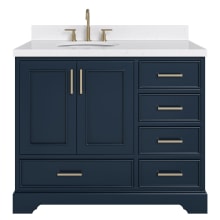 Stafford 42" Free Standing Single Basin Vanity Set with Cabinet, Quartz Vanity Top, and Oval Sink