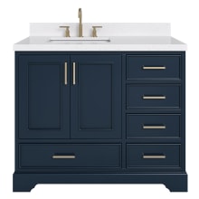 Stafford 42" Free Standing Single Basin Vanity Set with Cabinet, Quartz Vanity Top, and Rectangular Sink