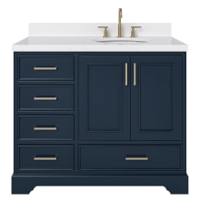 Stafford 42" Free Standing Single Basin Vanity Set with Cabinet, Quartz Vanity Top, and Oval Sink