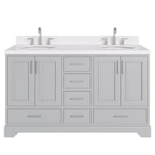 Stafford 60" Free Standing Double Basin Vanity Set with Cabinet, Quartz Vanity Top, and Oval Sink